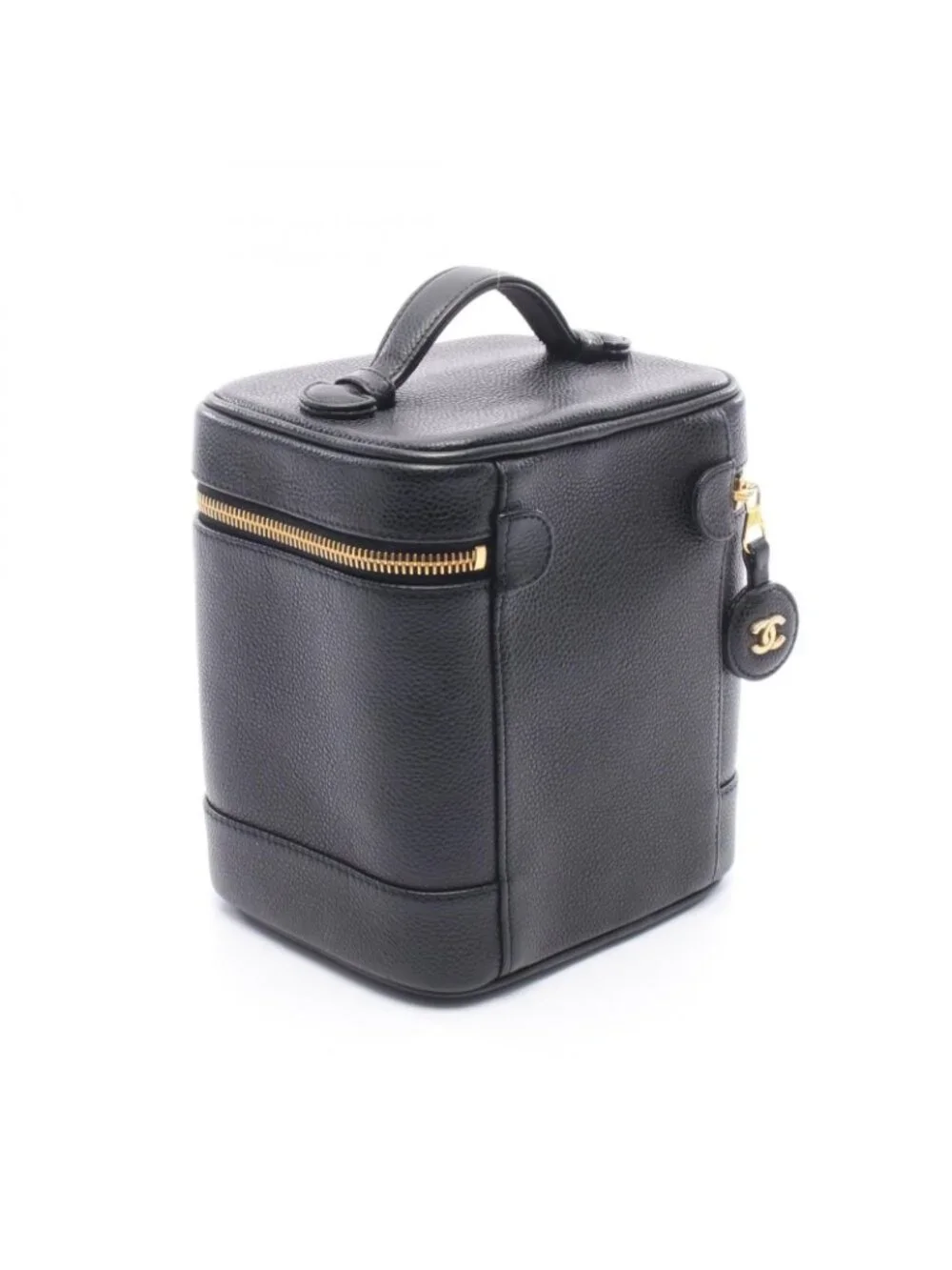 Chanel Handbag CC Logo Black Caviar Leather